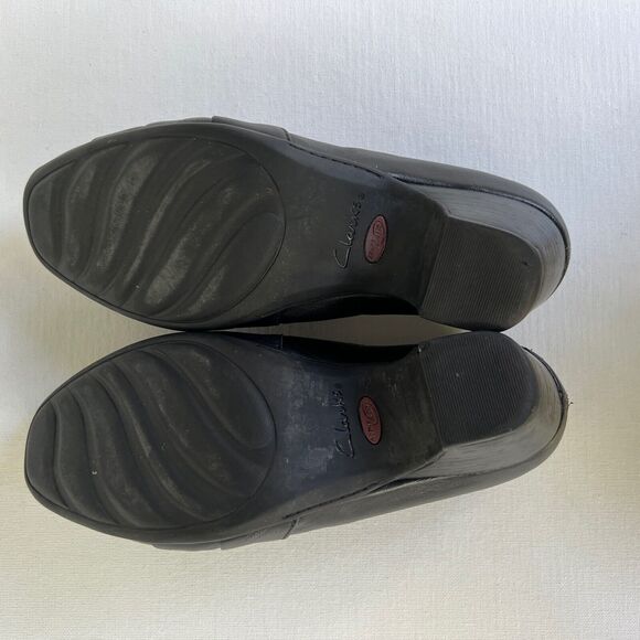 Clarks Loafers Size 7W Black Everyday Sugar Spice Heeled Leather 85140 - Picture 11 of 11
